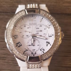 Women's white Guess watch